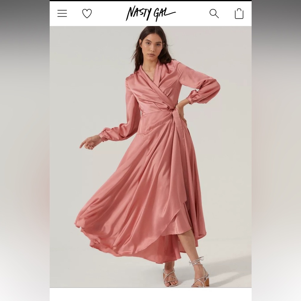 Nasty Gal sz 6 Cream Long Sleeve Cowl Back Maxi Dress